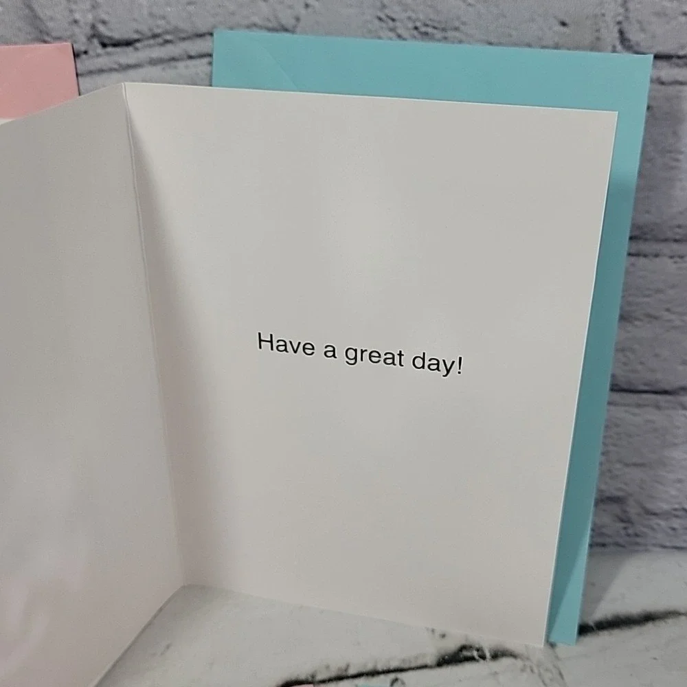 New Greeting Cards Lot Of 5 Happy Birthday‎ 3D Clip-Art Matching Envelopes